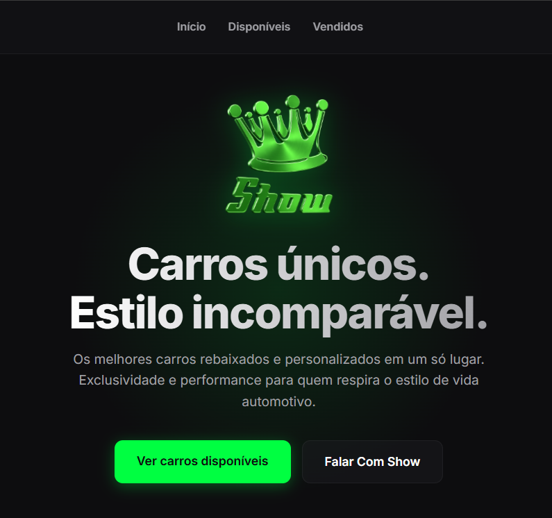 Mockup de site desenvolvido pela Pingo Devs
